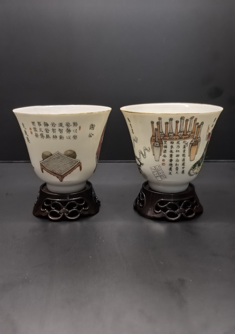 古玩陶瓷道光粉彩無雙譜鈴鐺杯一對拍賣,當(dāng)前價格48888元
