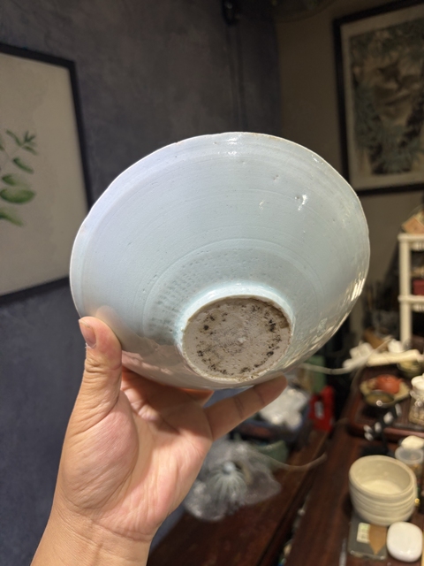 古玩陶瓷湖田窯刻花云花紋碗真品鑒賞圖