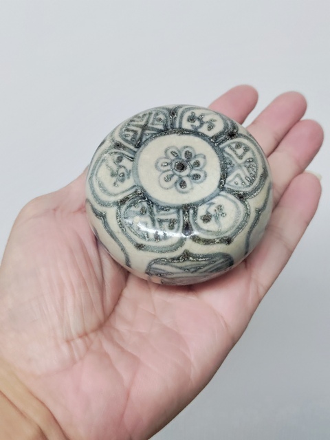 古玩陶瓷安南窯青花粉盒拍賣,當前價格980元