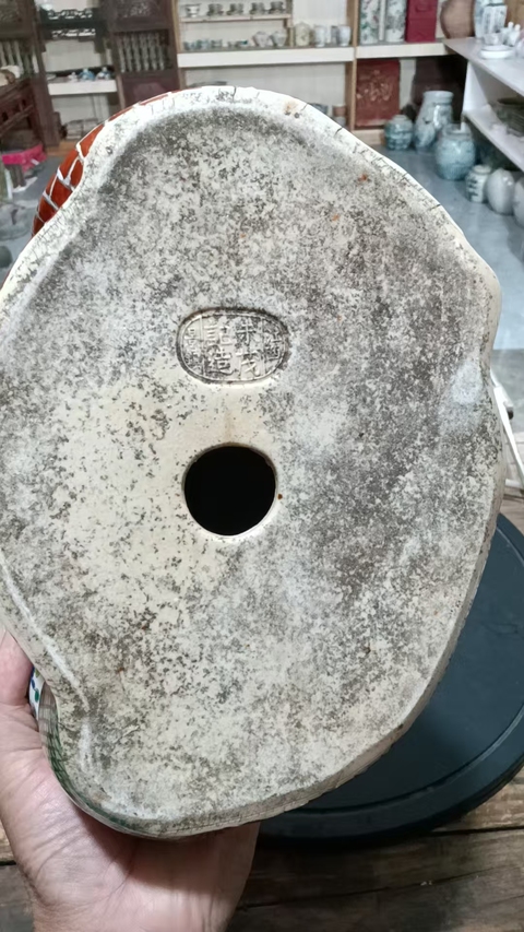 古玩陶瓷粉彩彌勒佛塑像真品鑒賞圖