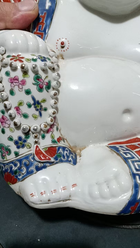 古玩陶瓷粉彩彌勒佛塑像真品鑒賞圖