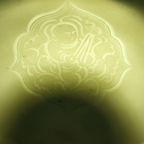 古玩陶瓷湖田窯影青釉娃娃碗真品鑒賞圖