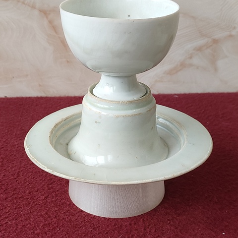 古玩陶瓷湖田窯高腳杯和托真品鑒賞圖
