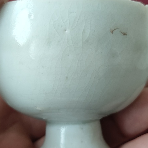 古玩陶瓷湖田窯高腳杯和托真品鑒賞圖