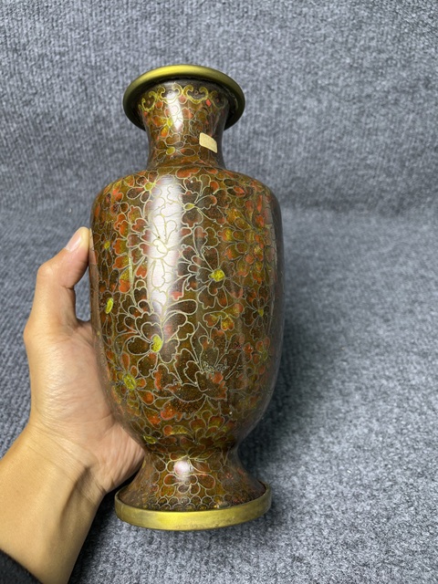 古玩雜項銅胎掐絲琺瑯觀音瓶真品鑒賞圖