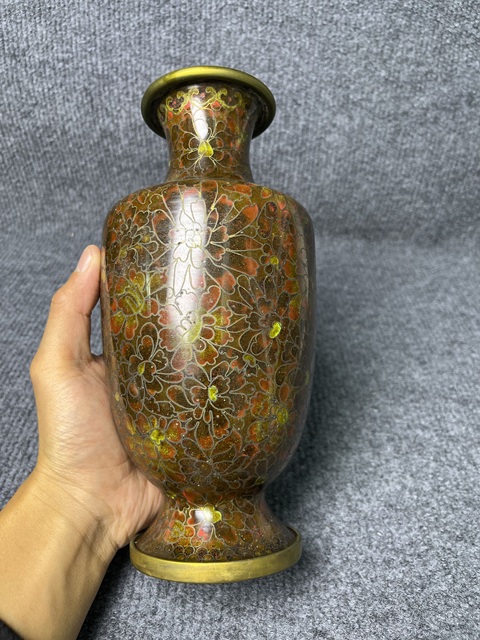 古玩雜項銅胎掐絲琺瑯觀音瓶真品鑒賞圖