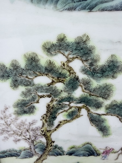 古玩陶瓷 人物山水紋瓷板畫真品鑒賞圖