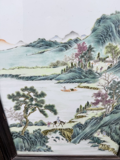 古玩陶瓷 人物山水紋瓷板畫真品鑒賞圖