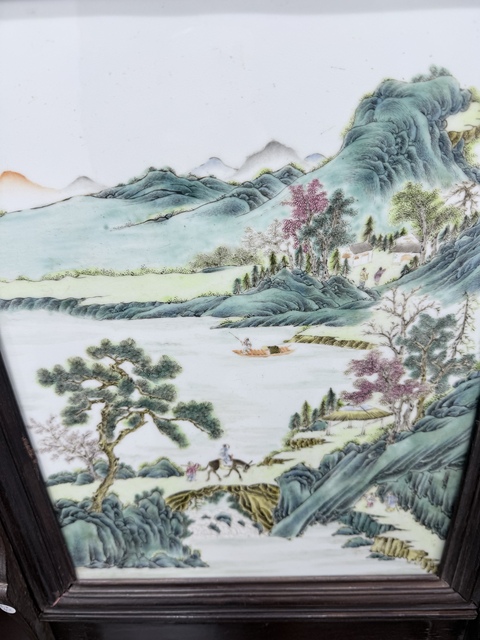 古玩陶瓷 人物山水紋瓷板畫真品鑒賞圖