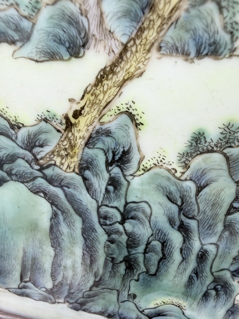 古玩陶瓷 人物山水紋瓷板畫真品鑒賞圖