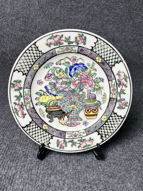 古玩陶瓷粉彩花卉紋盤拍賣,當前價格399元