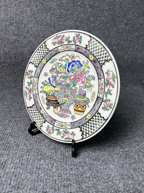 古玩陶瓷粉彩花卉紋盤拍賣,當前價格399元