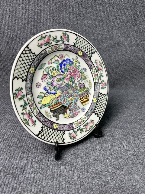 古玩陶瓷粉彩花卉紋盤拍賣,當前價格399元