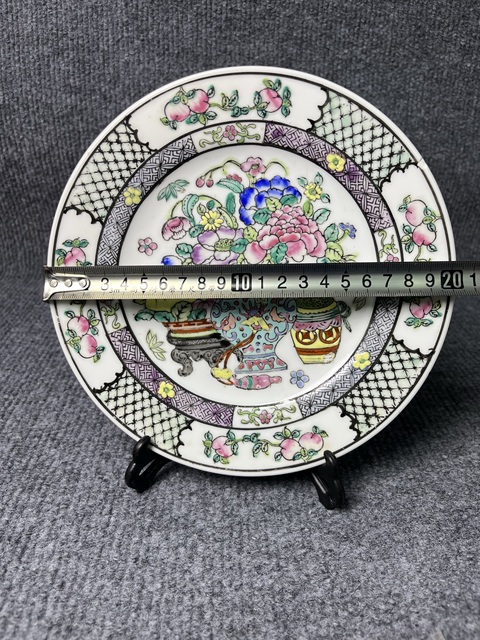 古玩陶瓷粉彩花卉紋盤拍賣,當前價格399元
