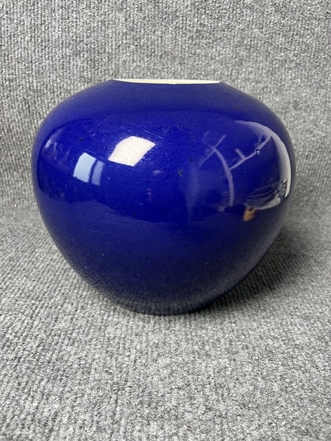 古玩陶瓷霽藍釉西瓜罐真品鑒賞圖