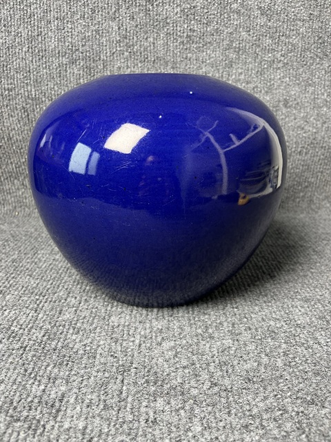 古玩陶瓷霽藍釉西瓜罐真品鑒賞圖