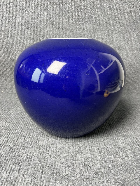 古玩陶瓷霽藍釉西瓜罐真品鑒賞圖