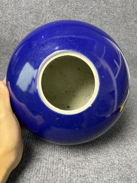 古玩陶瓷霽藍釉西瓜罐真品鑒賞圖