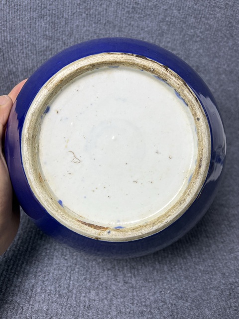 古玩陶瓷霽藍釉西瓜罐真品鑒賞圖