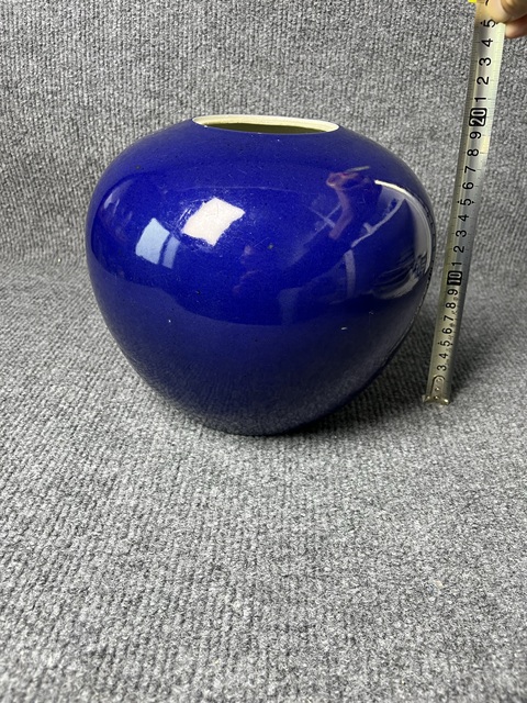 古玩陶瓷霽藍釉西瓜罐真品鑒賞圖