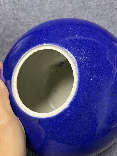 古玩陶瓷霽藍釉西瓜罐真品鑒賞圖