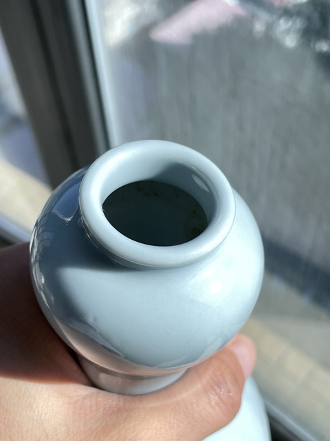 古玩陶瓷天藍釉蒜頭瓶真品鑒賞圖