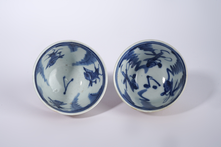 古玩陶瓷清晚期·外紫金釉內青花金玉滿堂紋杯一對真品鑒賞圖