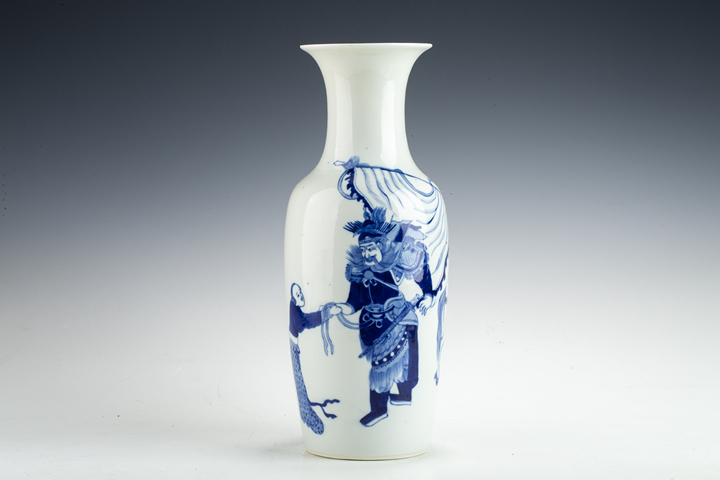 古玩陶瓷清晚期·青花霸王別姬圖瓶拍賣，當前價格2142元