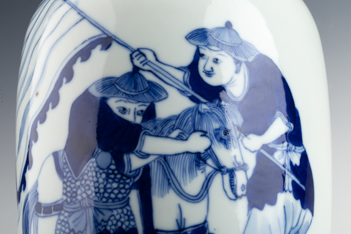 古玩陶瓷清晚期·青花霸王別姬圖瓶拍賣，當前價格2142元