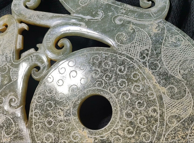 古玩玉器龍鳳紋出廓璧真品鑒賞圖