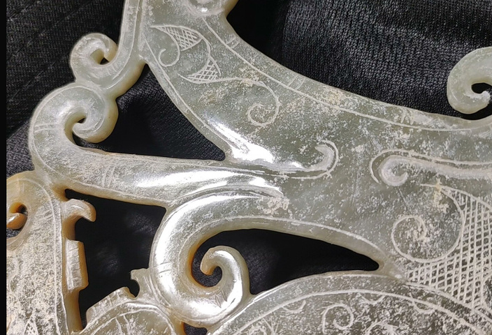 古玩玉器龍鳳紋出廓璧真品鑒賞圖