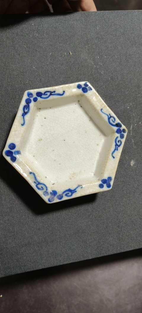 古玩陶瓷哥釉青花六足盤真品鑒賞圖