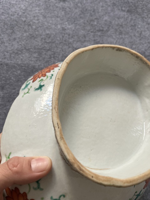 古玩陶瓷粉彩花卉紋貢盤真品鑒賞圖