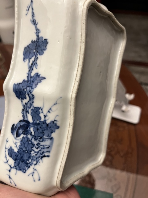 古玩陶瓷青花花鳥水仙盆真品鑒賞圖