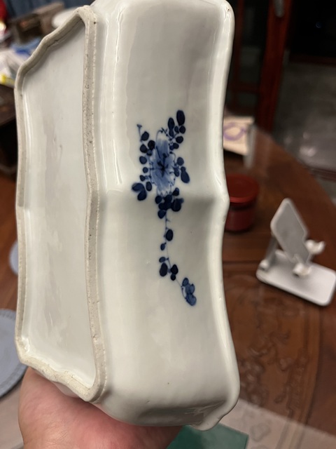 古玩陶瓷青花花鳥水仙盆真品鑒賞圖