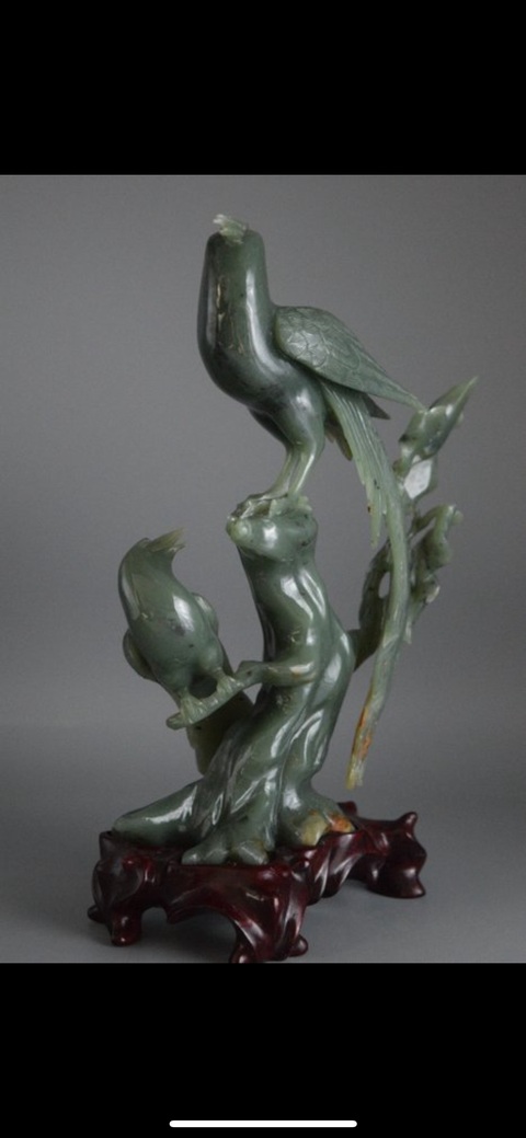 古玩玉器和田玉雕“雙喜臨門”擺件真品鑒賞圖