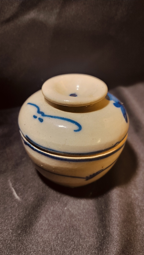 古玩陶瓷青花花卉紋蓋罐真品鑒賞圖