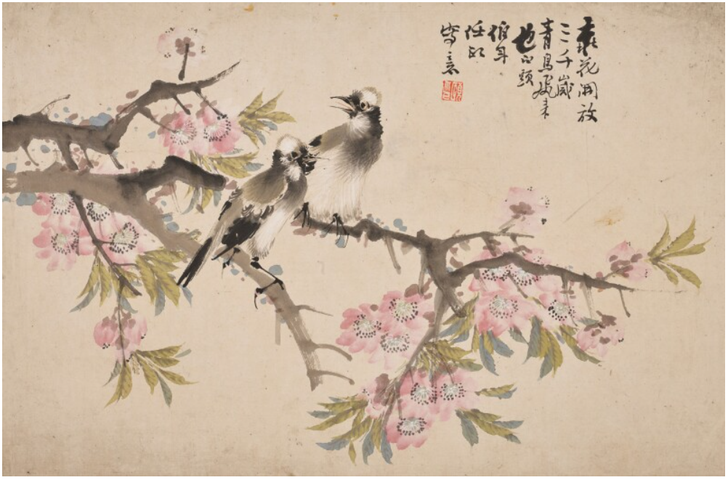 古玩字畫任伯年款花鳥四開真品鑒賞圖
