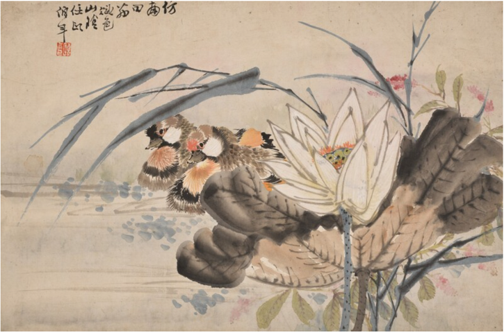 古玩字畫任伯年款花鳥四開真品鑒賞圖