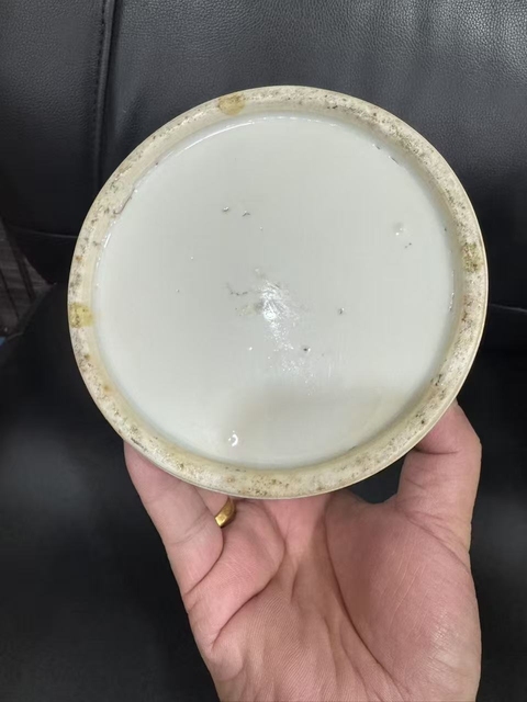 古玩陶瓷淺降彩花鳥帽筒真品鑒賞圖
