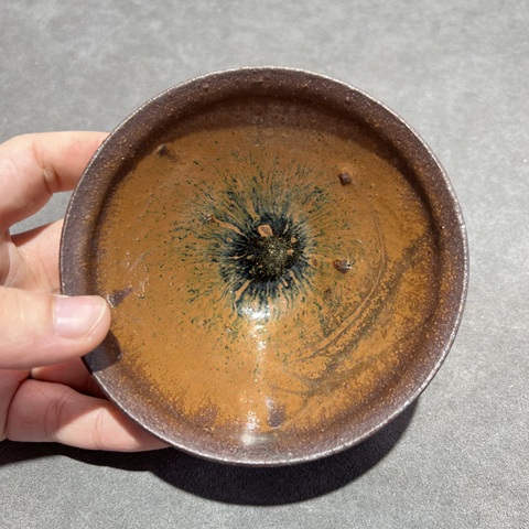 古玩陶瓷建窯柿紅釉束口盞真品鑒賞圖