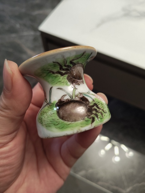 古玩陶瓷粉彩水盂真品鑒賞圖