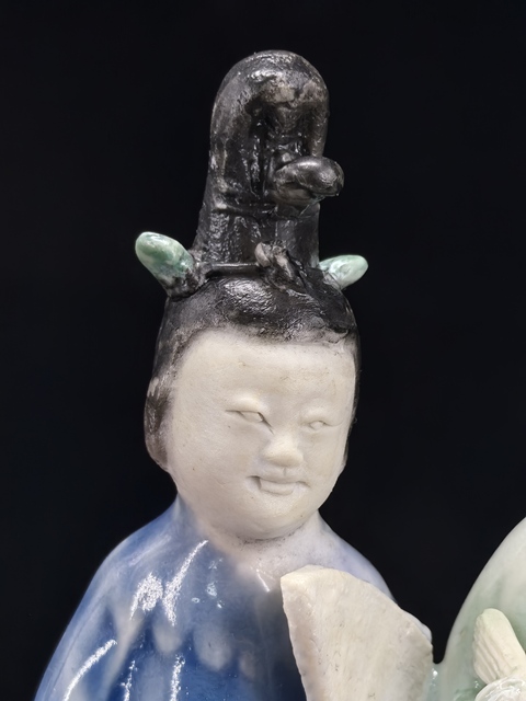 古玩陶瓷清康熙雙色釉梁山伯與祝英臺”瓷塑拍賣,當前價格2800元