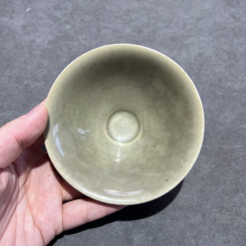 古玩陶瓷耀州窯青釉斗笠盞真品鑒賞圖