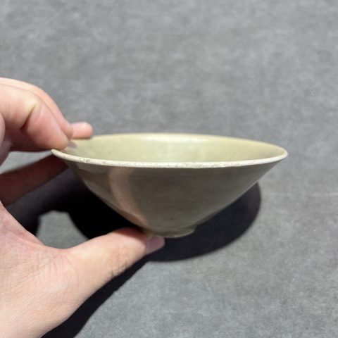 古玩陶瓷耀州窯青釉斗笠盞真品鑒賞圖