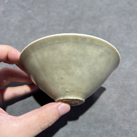 古玩陶瓷耀州窯青釉斗笠盞真品鑒賞圖