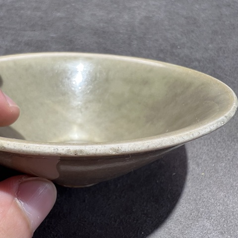 古玩陶瓷耀州窯青釉斗笠盞真品鑒賞圖