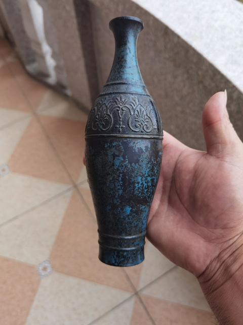 古玩銅器銅柳葉瓶真品鑒賞圖