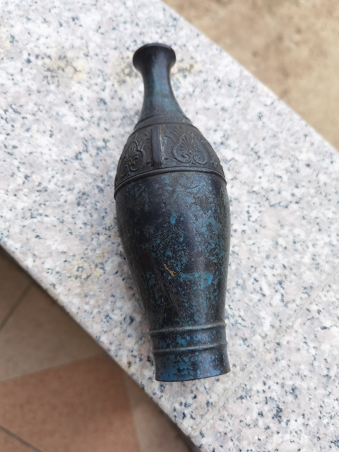 古玩銅器銅柳葉瓶真品鑒賞圖