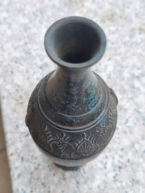 古玩銅器銅柳葉瓶真品鑒賞圖